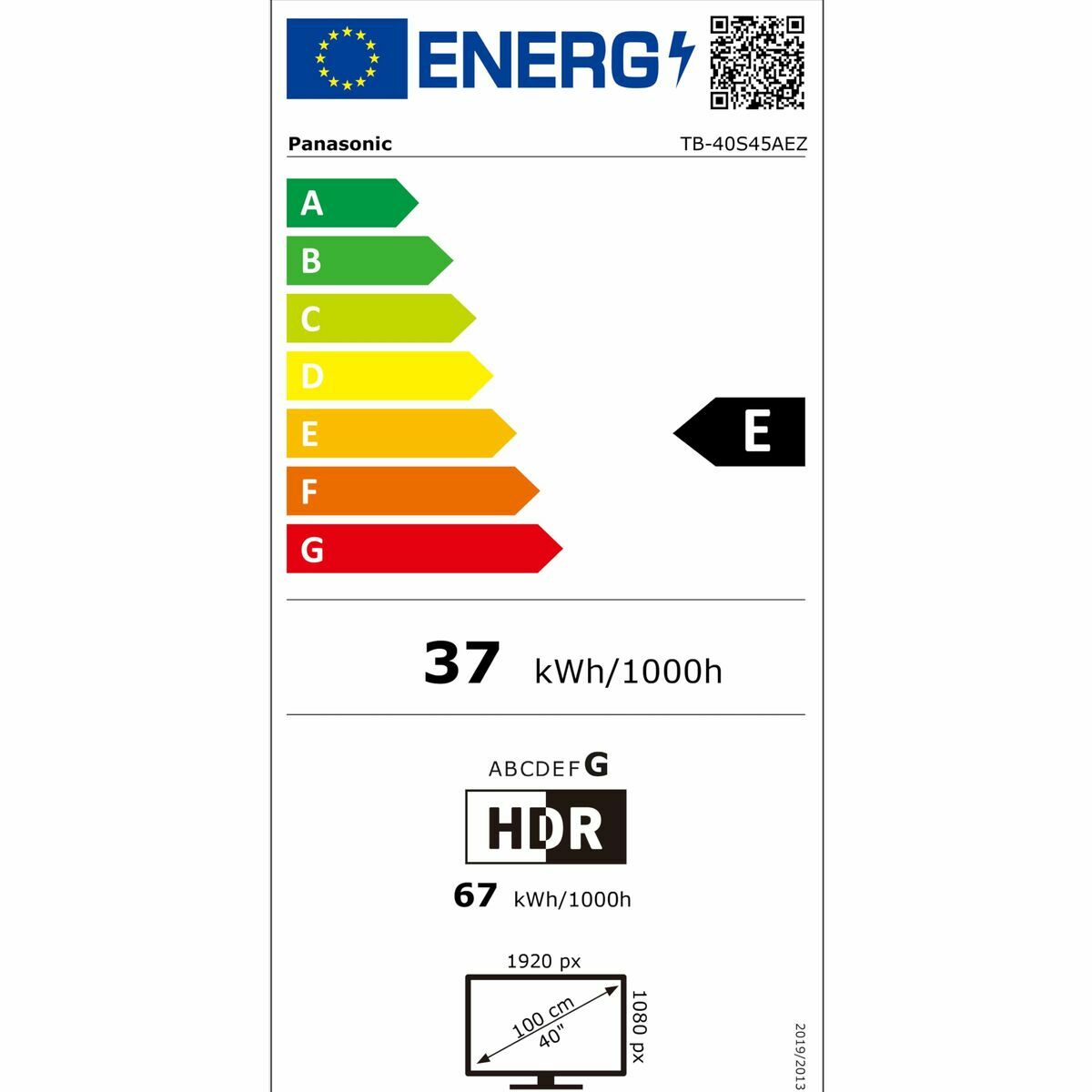 Енергийна стойност на Panasonic, Смарт телевизор 40" Full HD LED TB‑40S45AEZ, черен