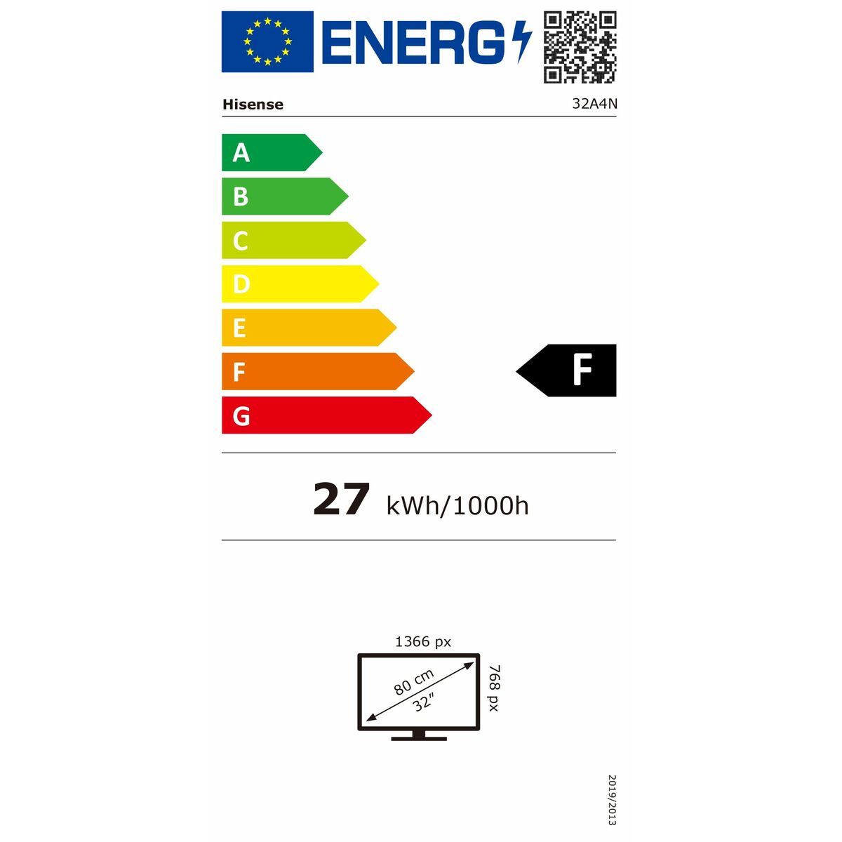 Размери на Hisense, Смарт телевизор 32" HD LED 32A4N, черен