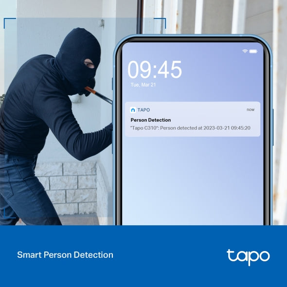 TP-Link Tapo C310 Външна IP камера 3MP, Wi-Fi и Ethernet, Нощно виждане, AI разпознаване