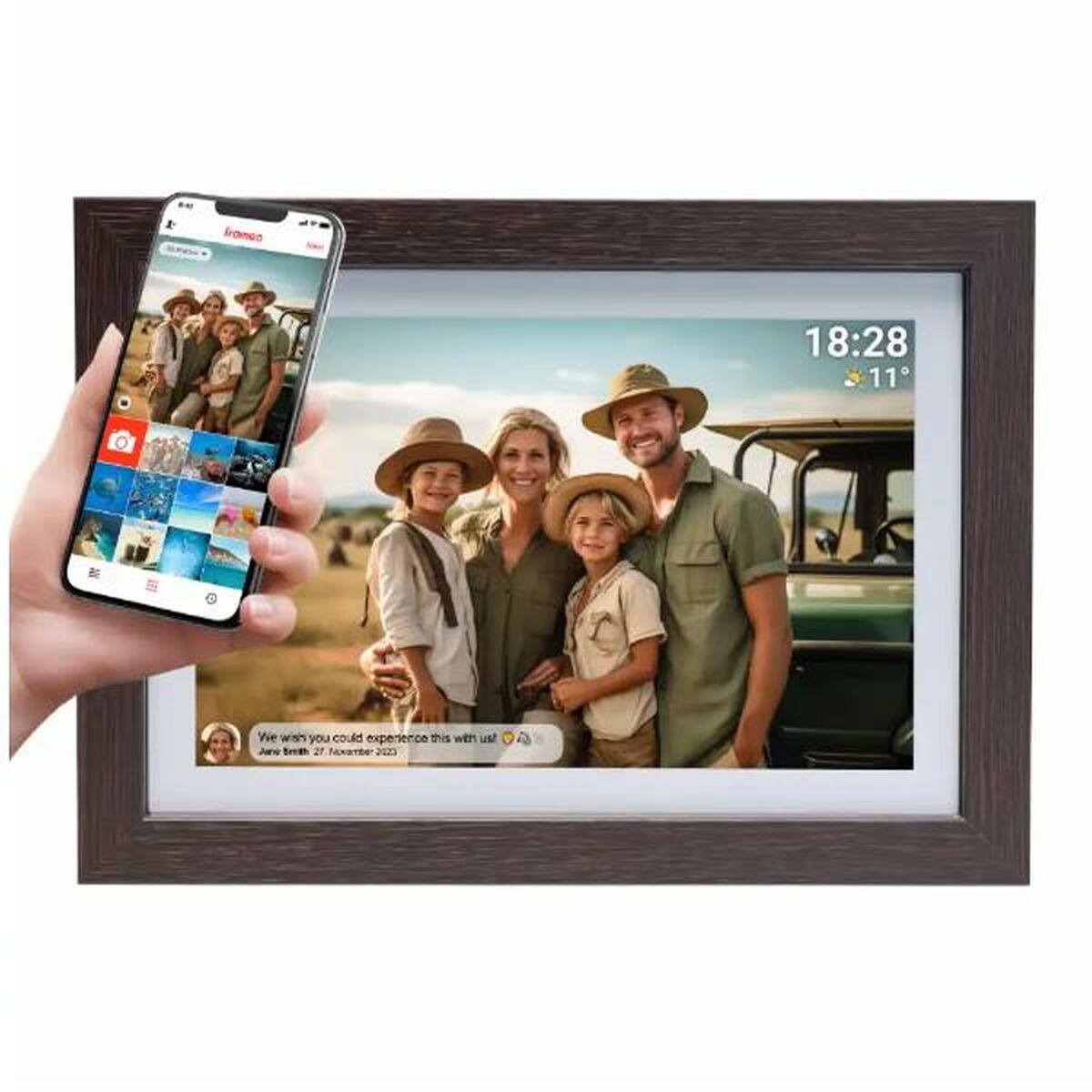 Denver, Електронна рамка за снимки PFF-1042DWMK2 10.1" Wi-Fi, 16GB, тъмен дъб