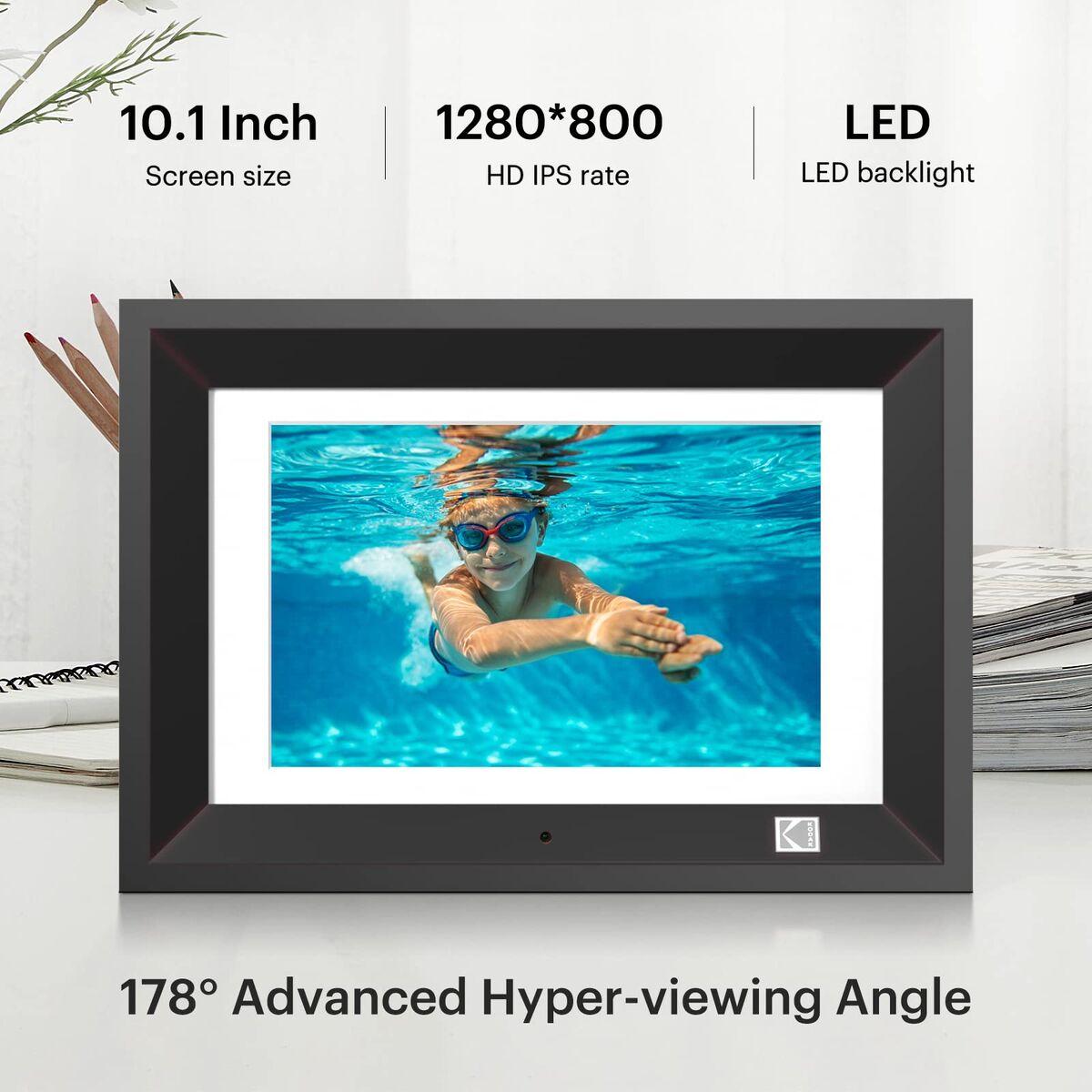 Снимка: Kodak, Електронна Рамка за Снимки RDPF1020B, 10.1", 1280x800, LED, 8GB, Черен-3