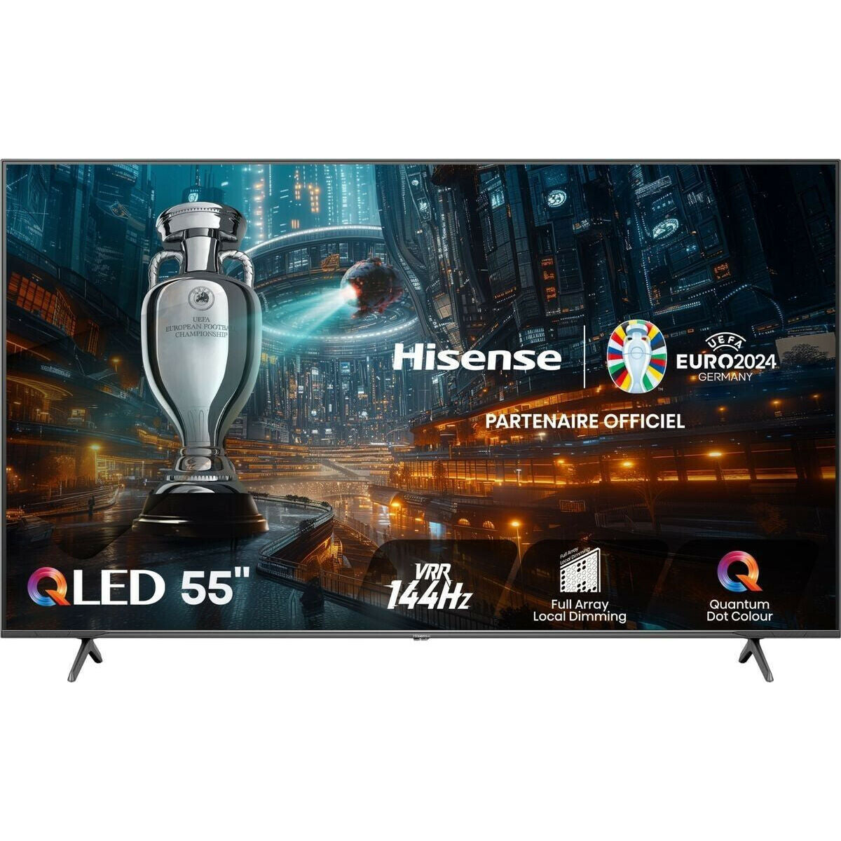 Hisense, Смарт телевизор 55" 4K Ultra HD LED QLED – Wi-Fi, Smart TV, черен – продуктово изображение