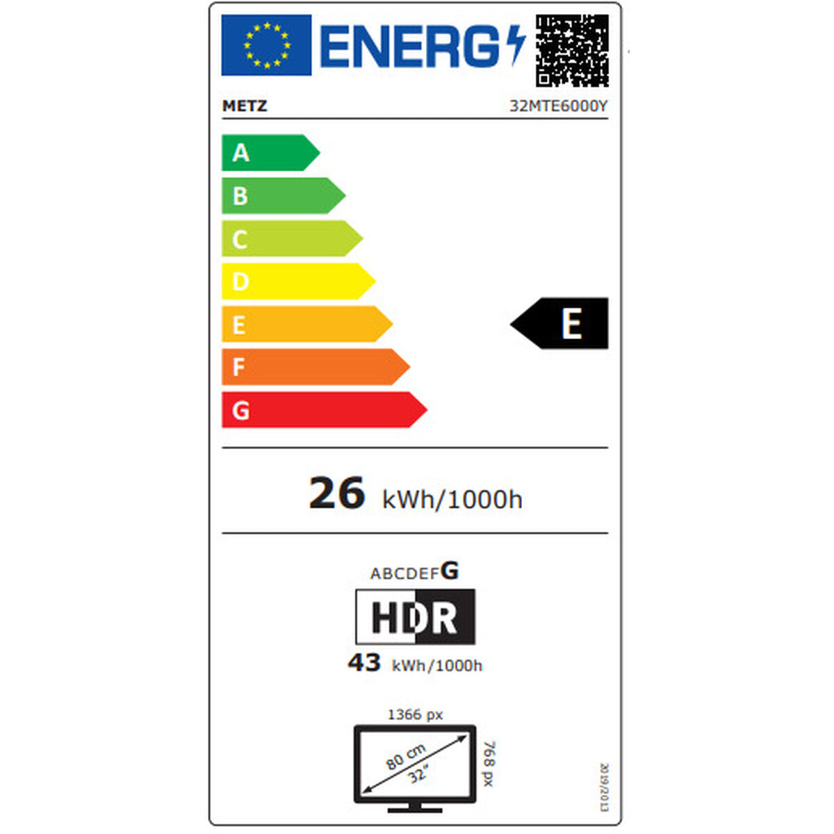 Metz, Смарт телевизор 32", Wi‑Fi HD LED 32MTE6000Y, черен