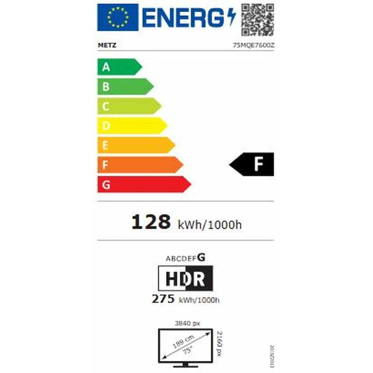 Metz, Смарт телевизор 75" Wi-Fi 75MQE7600Z QLED, черен