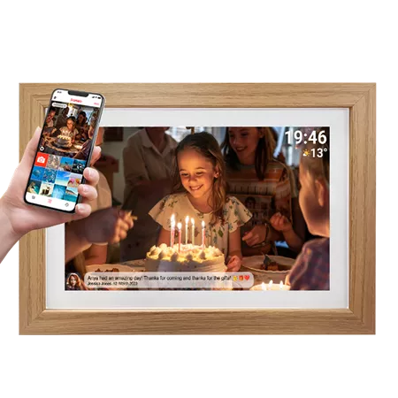 Denver, Електронна рамка за снимки PFF‑1543LW 15.6″ Full HD Wi‑Fi, 16 GB, светъл дъб