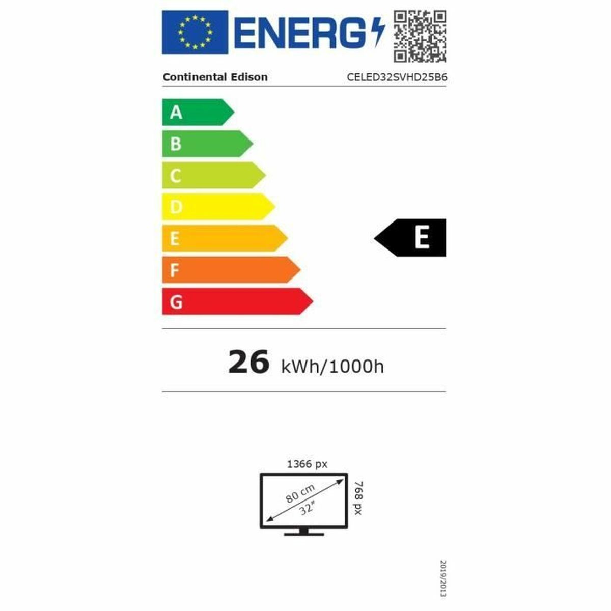 Continental Edison, Смарт телевизор 32" Wi-Fi HD QLED HDR CELED32SVHD25B6, черен