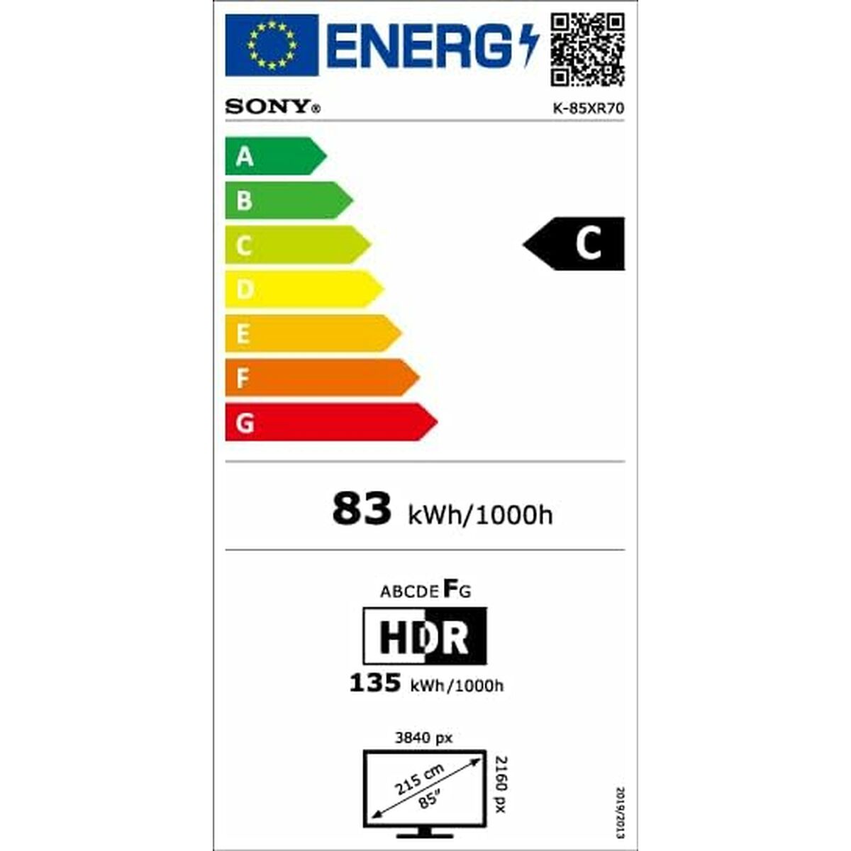 Sony, Смарт телевизор 85″ Wi-Fi K85XR70 4K Ultra HD LED QLED, черен