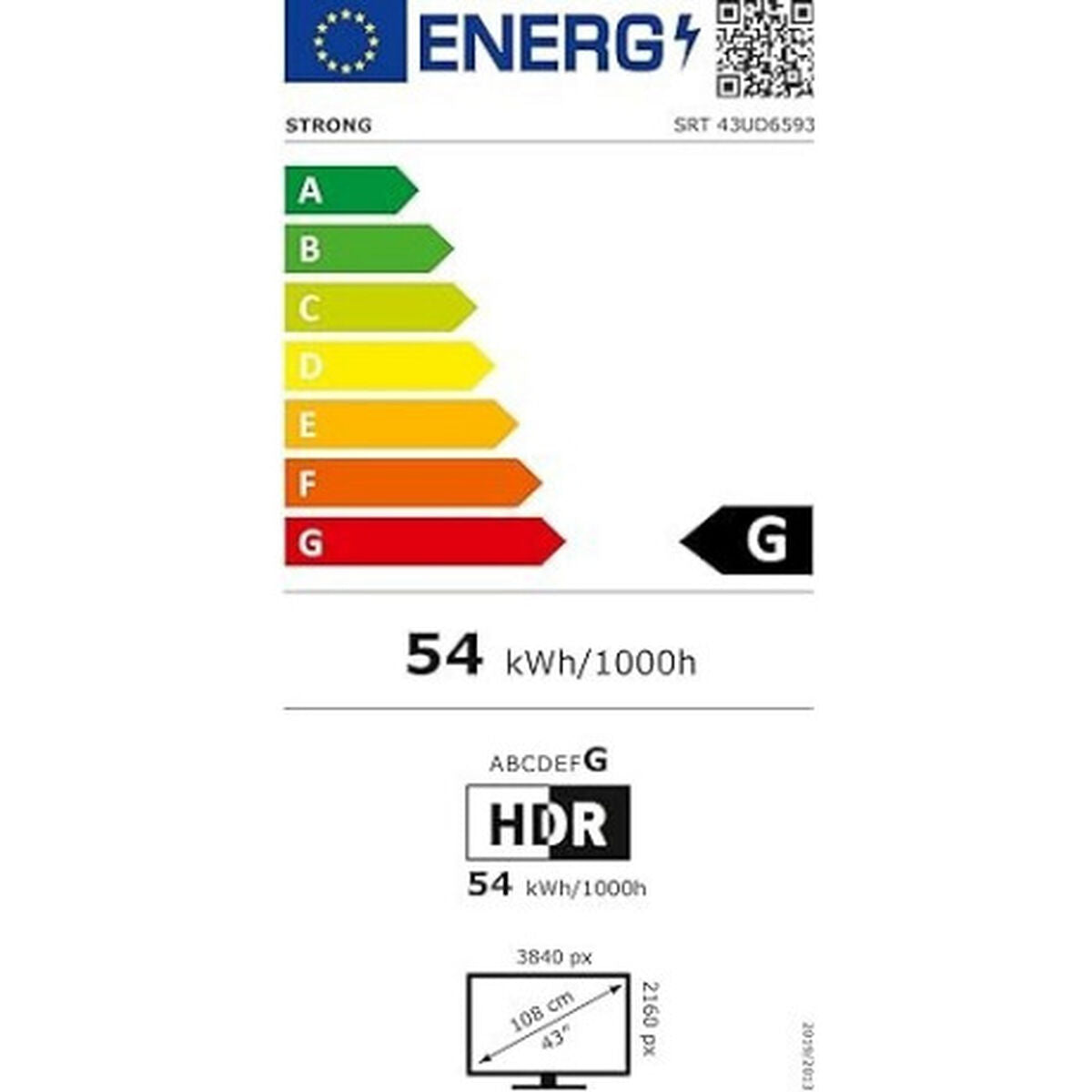 STRONG, Смарт телевизор 43" Wi-Fi 43UD6593 4K Ultra HD HDR LED HDR10, сребрист