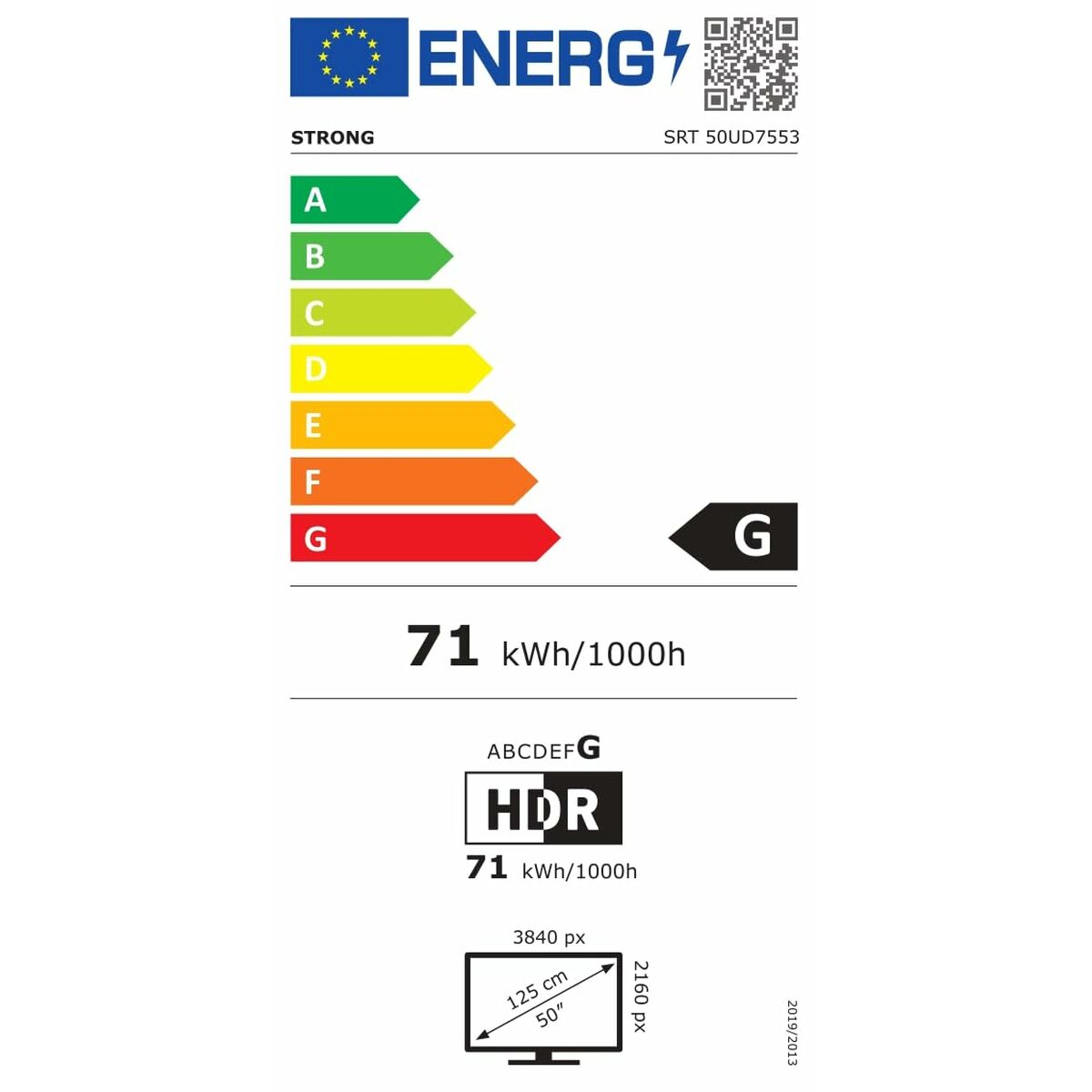 STRONG, Смарт телевизор 50", Wi‑Fi, 4K UHD LED, SRT50UD7553, сребрист