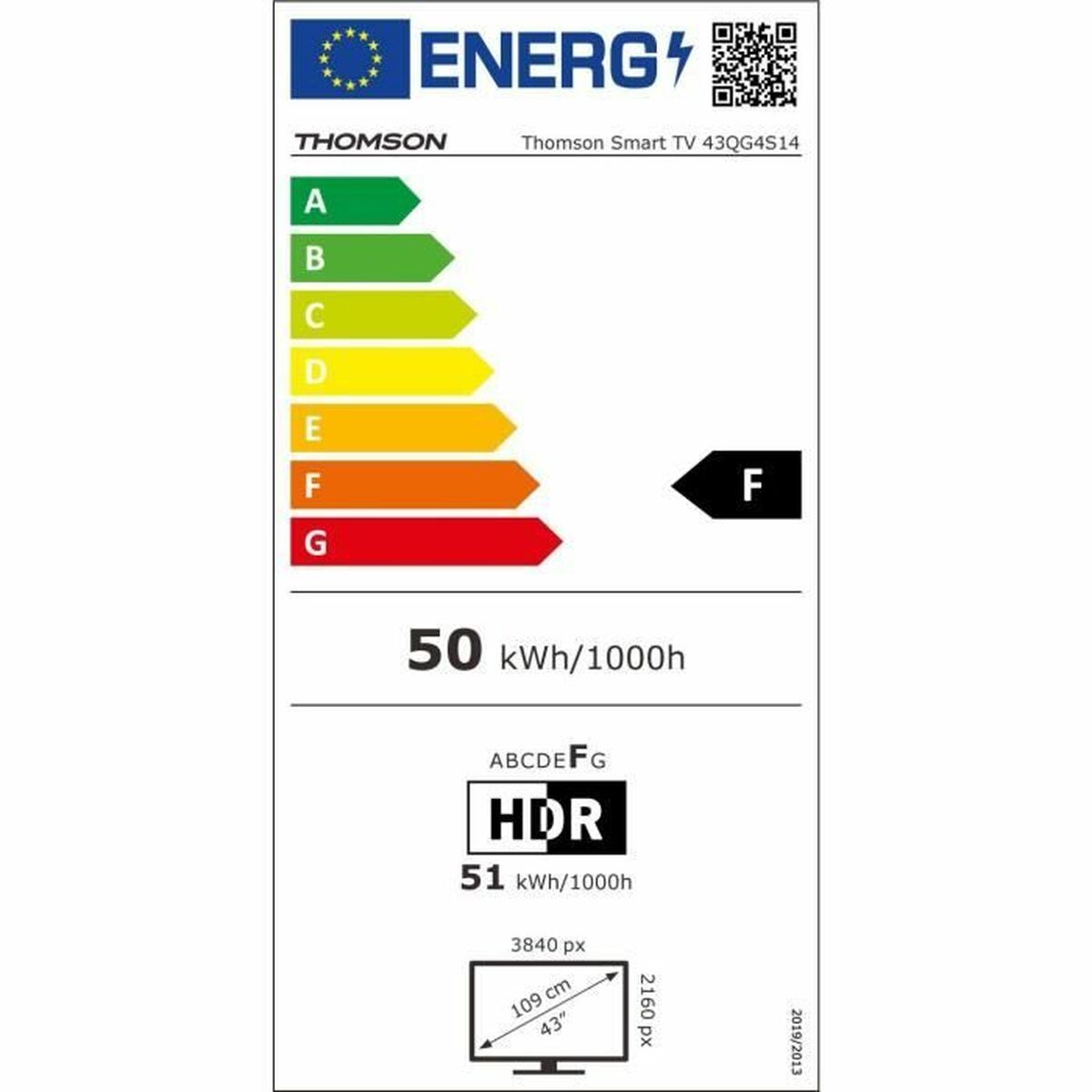 Thomson, Смарт телевизор 43" Wi-Fi 4K Ultra HD QLED HDR10 43QG4S14, сив
