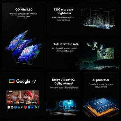 Xiaomi, Смарт телевизор 75" 4K Ultra HD LED HDR MINILED 2025, черен